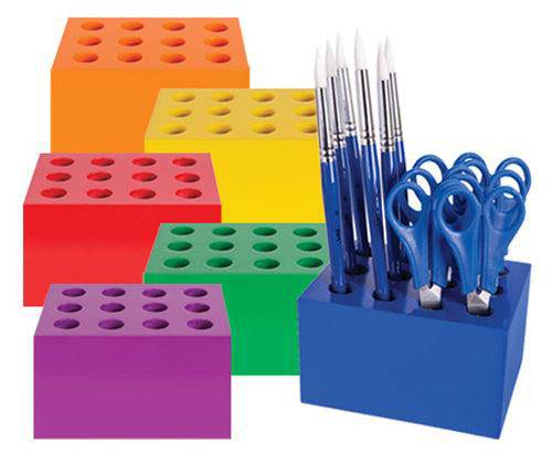 ColourSorts Classroom Organisers by Zart: Scissor and Brush Storage Block Set Pack of 6 - view 2
