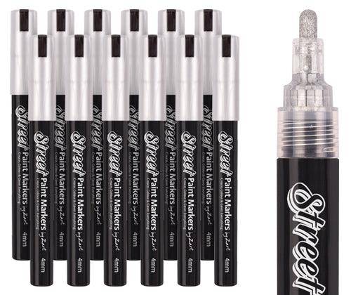 Street Paint Markers - Silver (Pack of 12)