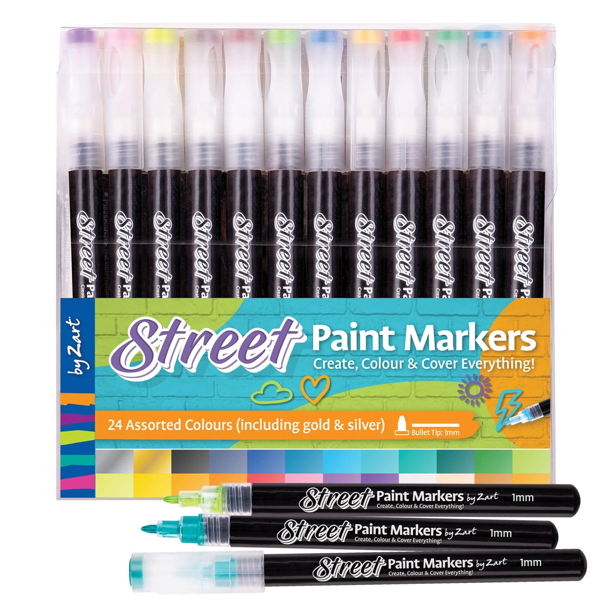 Street Paint Marker by Zart 1mm Pack of 24