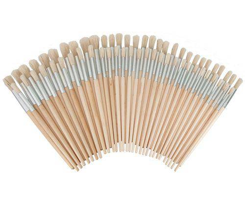 Bulk Hog Hair Brush Set - Round: Pack of 60