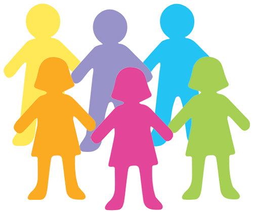 Pre-Cut Paper People Shapes Coloured Pack of 48 - view 2