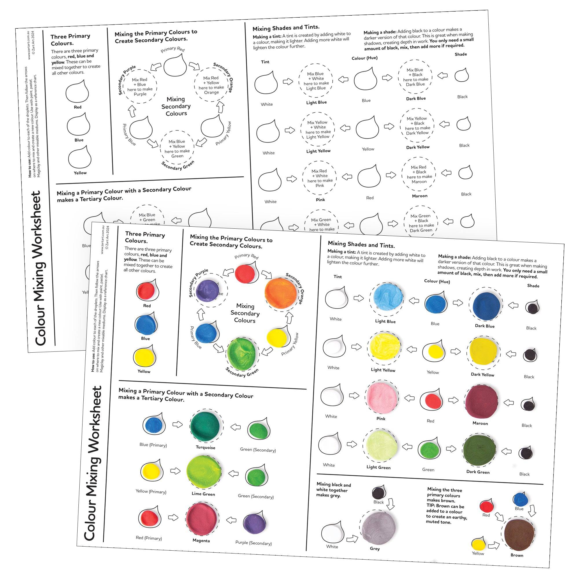 Colour Mixing Worksheet Pack of 10