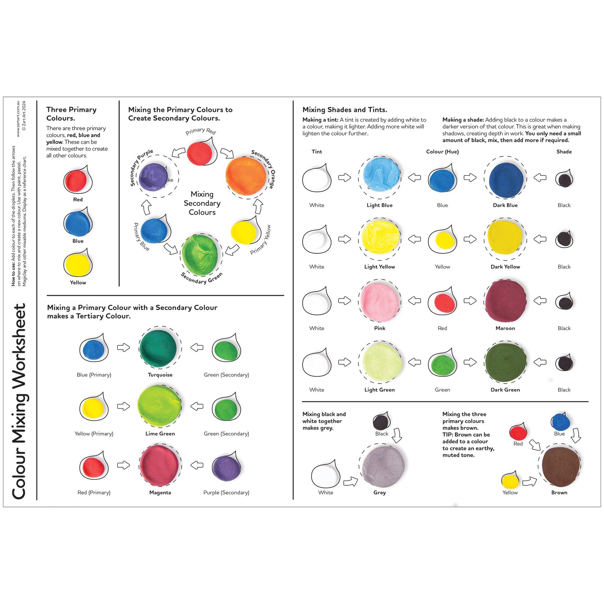 Colour Mixing Worksheet Pack of 10