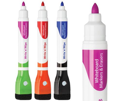 Write 'n' Wipe Whiteboard Markers (Pack of 3, 6 colours)