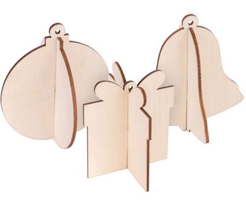 3D Wooden Festive Hangers - Pack of 12