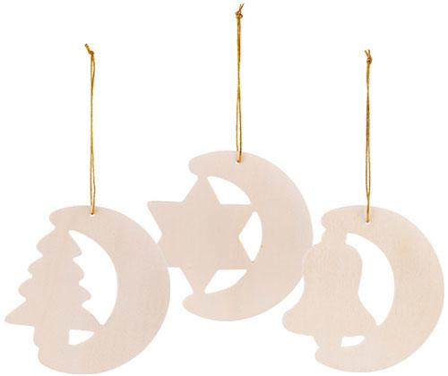 Wooden Christmas Shapes - Pack of 12