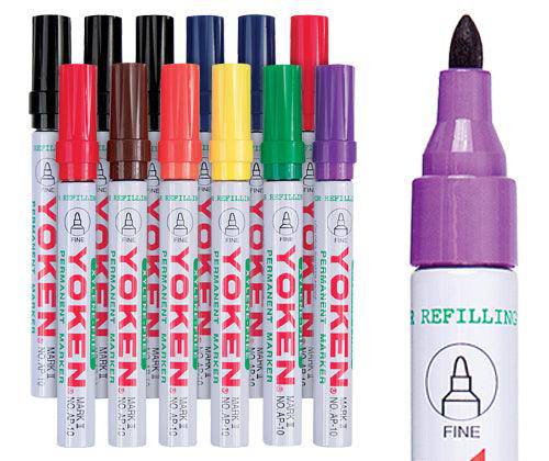 Yoken Markers - Bullet Assorted: Pack of 12